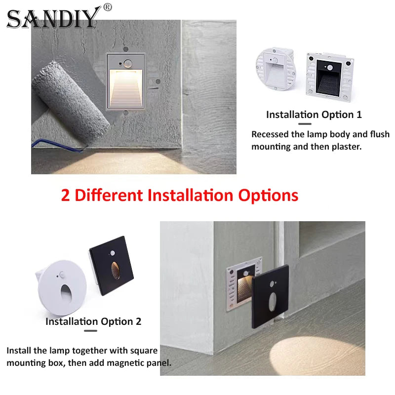 SANDIY LED Recessed Stair Light Motion Sensor IP65 Outdoor LED Step Wall Light Vue