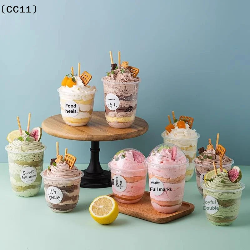 50PCS Disposable Clear Plastic Cup With Hole Dome Lids Juice Salad Dessert Cups Ice Cream Birthday Camping Utensils〔CC11〕 Vue