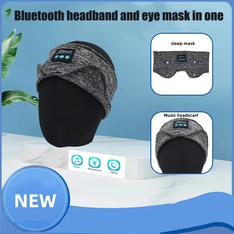 Wireless Bluetooth Headband and Sleep Eye Mask 2-in-1 Running Sports Elastic Sweat-proof for Listening to Music and Sleeping Vue