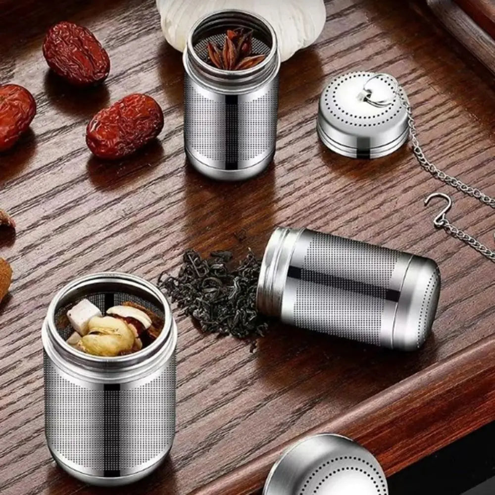 Stainless Steel Tea Infuser Strainer Chain Hook Lid Loose Leaf Tea Steeper Portable Fine Mesh Filter Bags Kitchen Teaware Vue