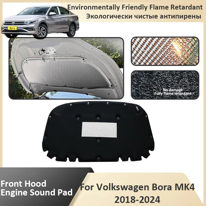 Front Hood Engine For Volkswagen VW Bora MK4 2018 2019 2020 2021 2022 2023 2024 Insulation Flame Retardant Sound Insulation Mat Vue