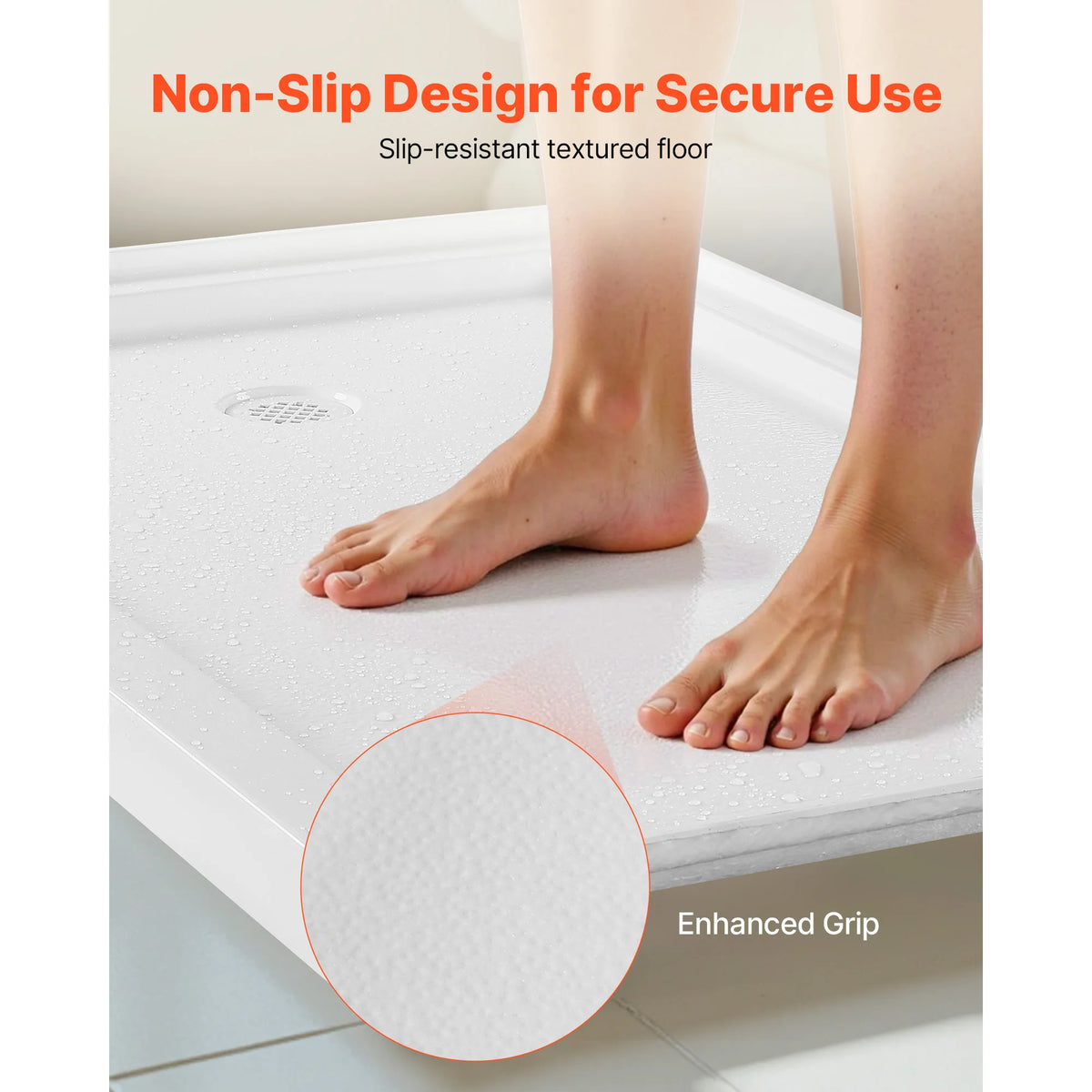 60"x36" Acrylic Shower Base Left Drain | Single Threshold White Acrylic Shower Base Vue