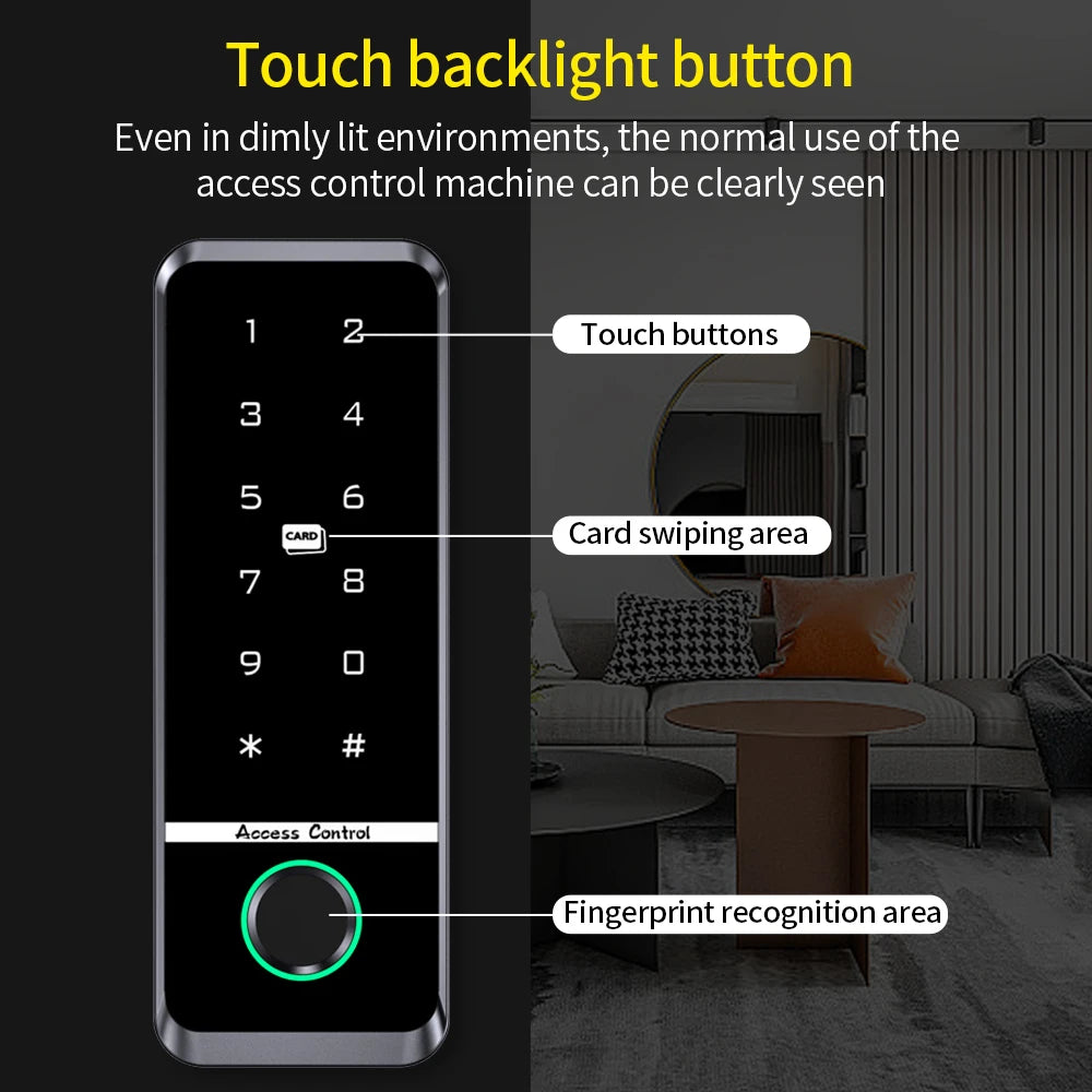 WiFi Support Tuya AppFingerprint Access Controller Outdoor Waterproof Standalone RFID Keypad System 125KHz/13.56MHz APP Unlock Vue