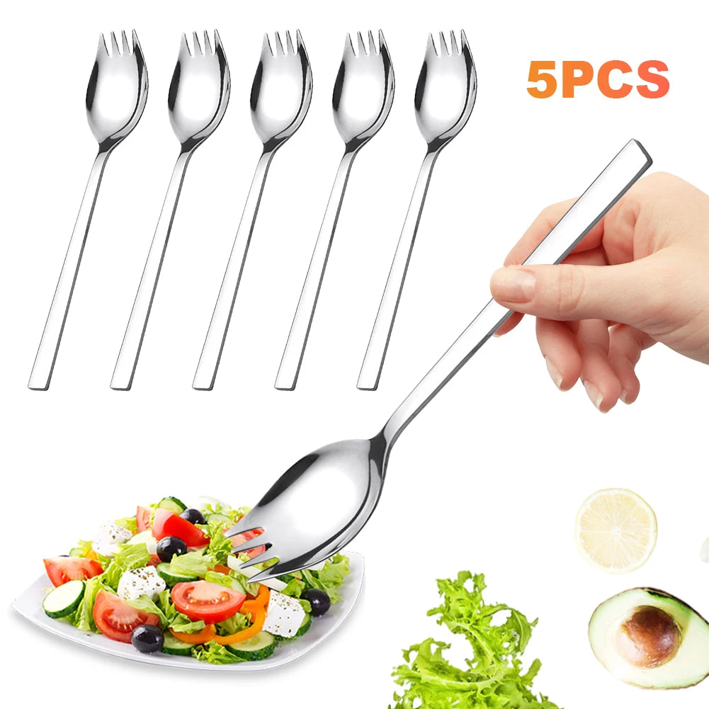 5-Piece Stainless Steel Spork Set | Long Handle Camping Flatware Camping Flatware Set Vue