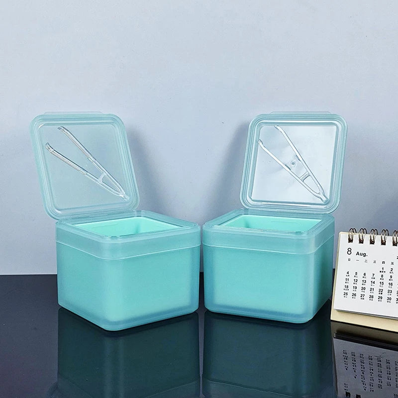 Double Layer Makeup Remover Cotton Box WIth Tweezers Wide-mouth Flip Storage Box Cover Cotton Pads Organizer Nail Art Tool Case Vue