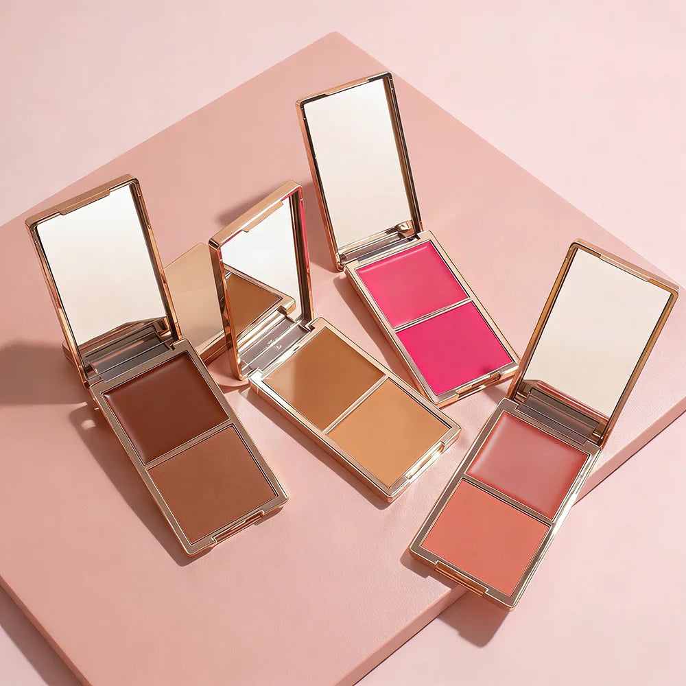 Makeup Blush Palette Custom Logo Luxury 2 in 1 Cream Powder Blush Private Label Long Lasting Vegan Waterproof Pigment Cosmetics Vue