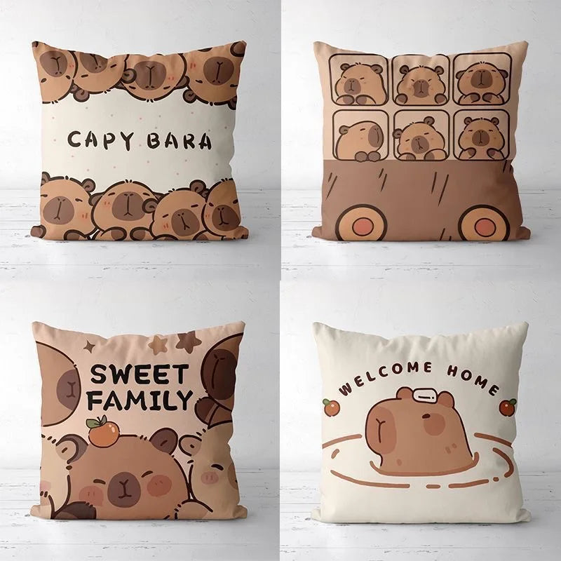 Cute Kapibara Capybara Cartoon Two-dimensional Pillowcase Children's Bedroom Sofa Cushion Cover Nap Pillow Cover Vue