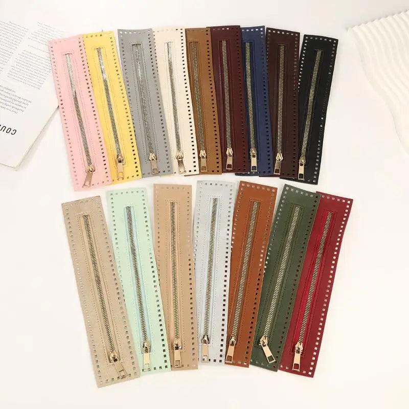 27cm Double Sided Leather Zipper Utility Handbag Leather Zipper Utility Crochet Bag Hardware Solid Zipper Sewing Accessories Vue