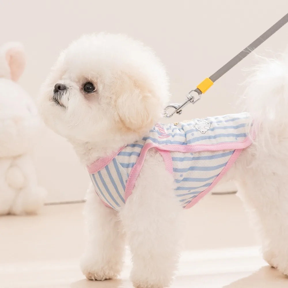 Striped Mesh Pet Cooling Vest Thin Breathable Cartoon Bear Pattern Dog Ice Silk T-shirt Lightweight Breathable Cooling Jacket Vue