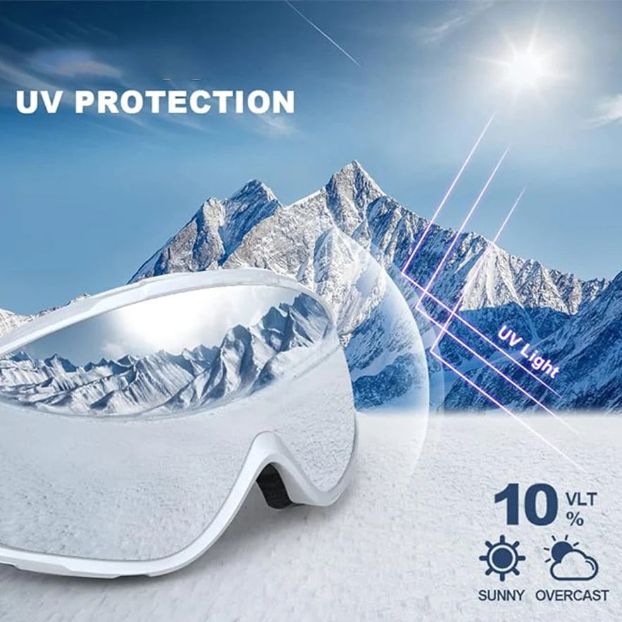 Ski Goggles Full Blue Revo Snowboard Snow Wide Vision Over Glasses Frameless UV Protection Anti Fog Unisex Winter Goggles Vue