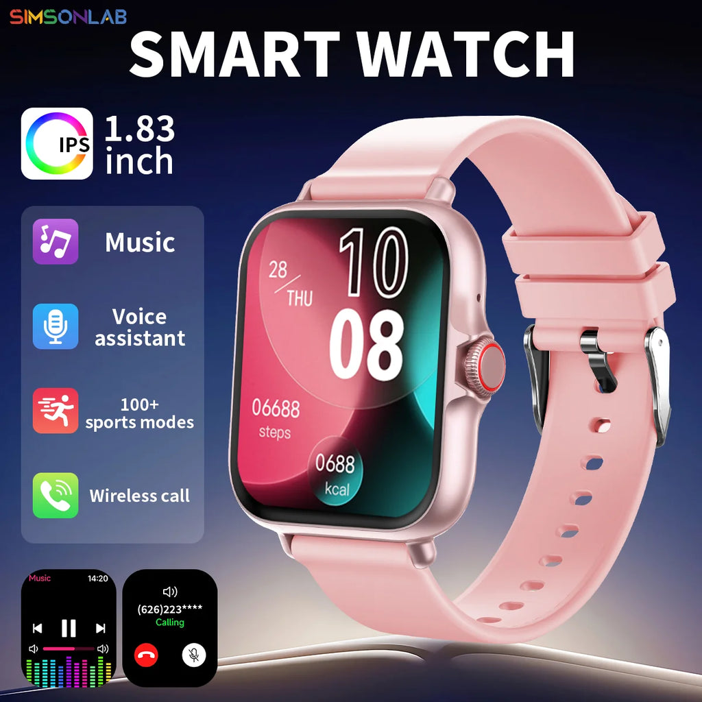 Ultra-Low Power Chip Smartwatch for Andorid/IOS Bluetooth Call Music Control Sports Voice Assistant Metal Body Christmas Gifts Vue