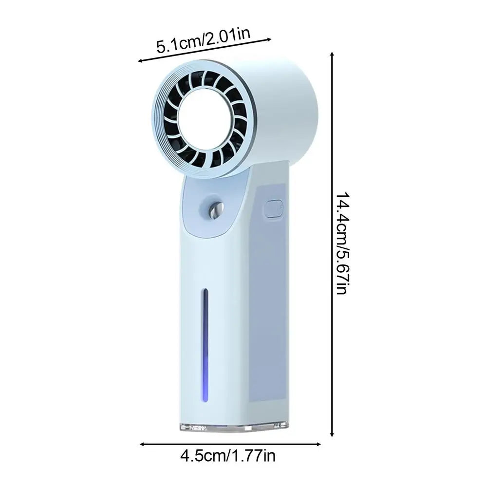 Portable Handheld Misting Fan 1800mAh Rechargeable Personal Water Spray Fan 3-Speed Foldable Mini Cooler For Summer Outdoor home Vue Blue