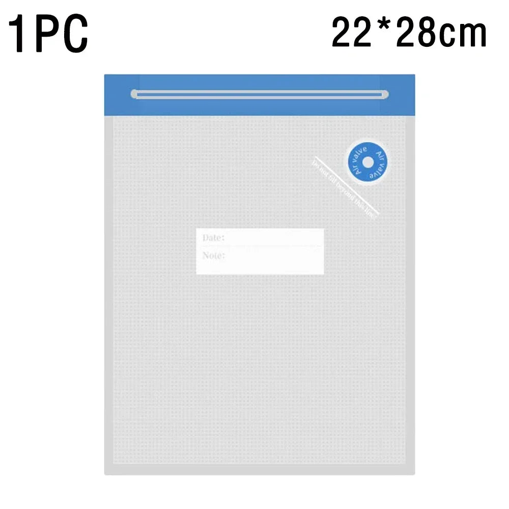 Portable Food Vacuum Freshness Bag Reusable Refrigerator Sealing Bag Food Vacuum Freshness Bag Food Compression Bag Vue 22x28cm-1PC