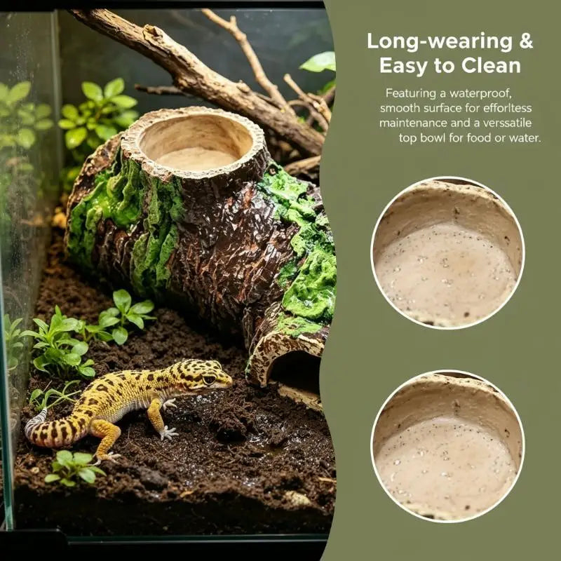 Natural Bark Style Reptile Hideaway Cave Resin Shelter For Lizard Snake Amphibian Hiding Shedding Terrarium Landscape Ornament Vue