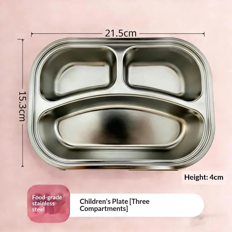 2/3/4 Grids Food Plate Dishes Reusable Stainless Steel Square Divided Dinner Plates Fruit Salad Plate Tableware Container〔CC11〕 Vue A2