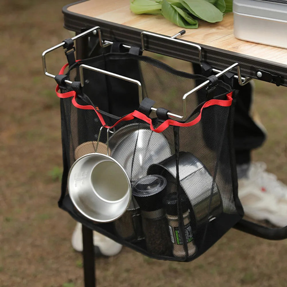 Foldable Camping Table Mesh Organizer – Under-Table Storage Net Camping Table Organizer Vue