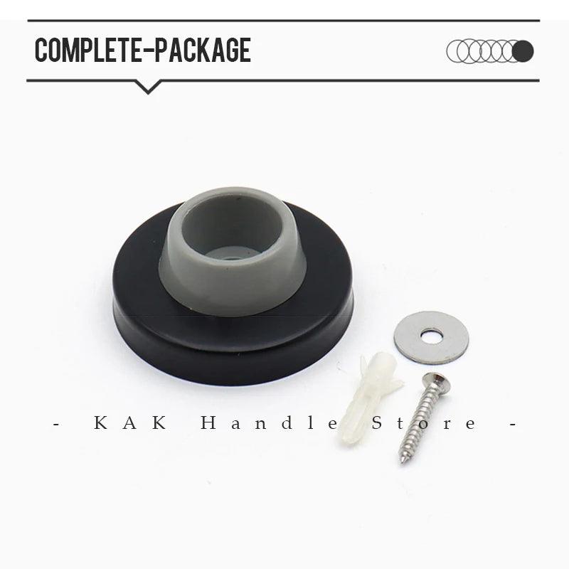 KAK Silicone Rubber Door Stopper Anti-collision Wall Protector Black Door Damper Buffer Glass Door Stainless Steel Door Hardware Vue