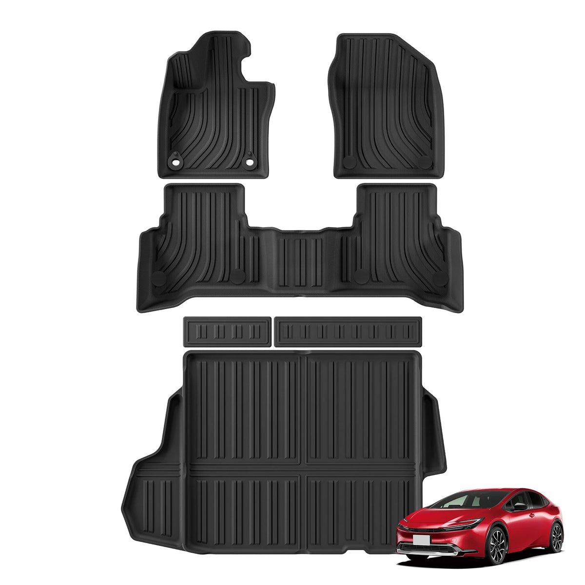 Smabee for Toyota Prius 5th Gen XW60 60 Series 2023-2026 (not fit Prime) Car Floor Mats Trunk Pad TPE 3D Foot Mat Accessories Vue LHD 6PCS