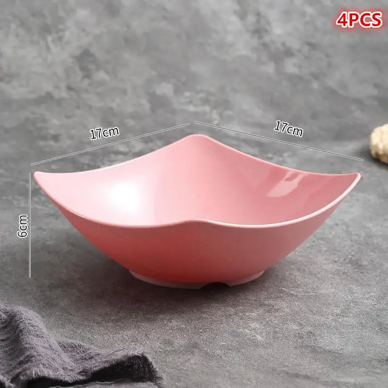 4 Pcs Plastic Salad Mixing Bowls Premium Quality Multipurpose Bowls For Fruit Vegetable Snacks Breakfast Restaurant Cafe〔CC11〕 Vue Pink