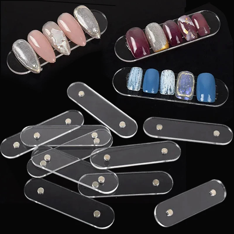 vvocci 10/20/30pcs Display False Magnet Transparent Nail Tips Stand With Practice Acrylic Gel Polish Holder Strip Manicure Tool Vue