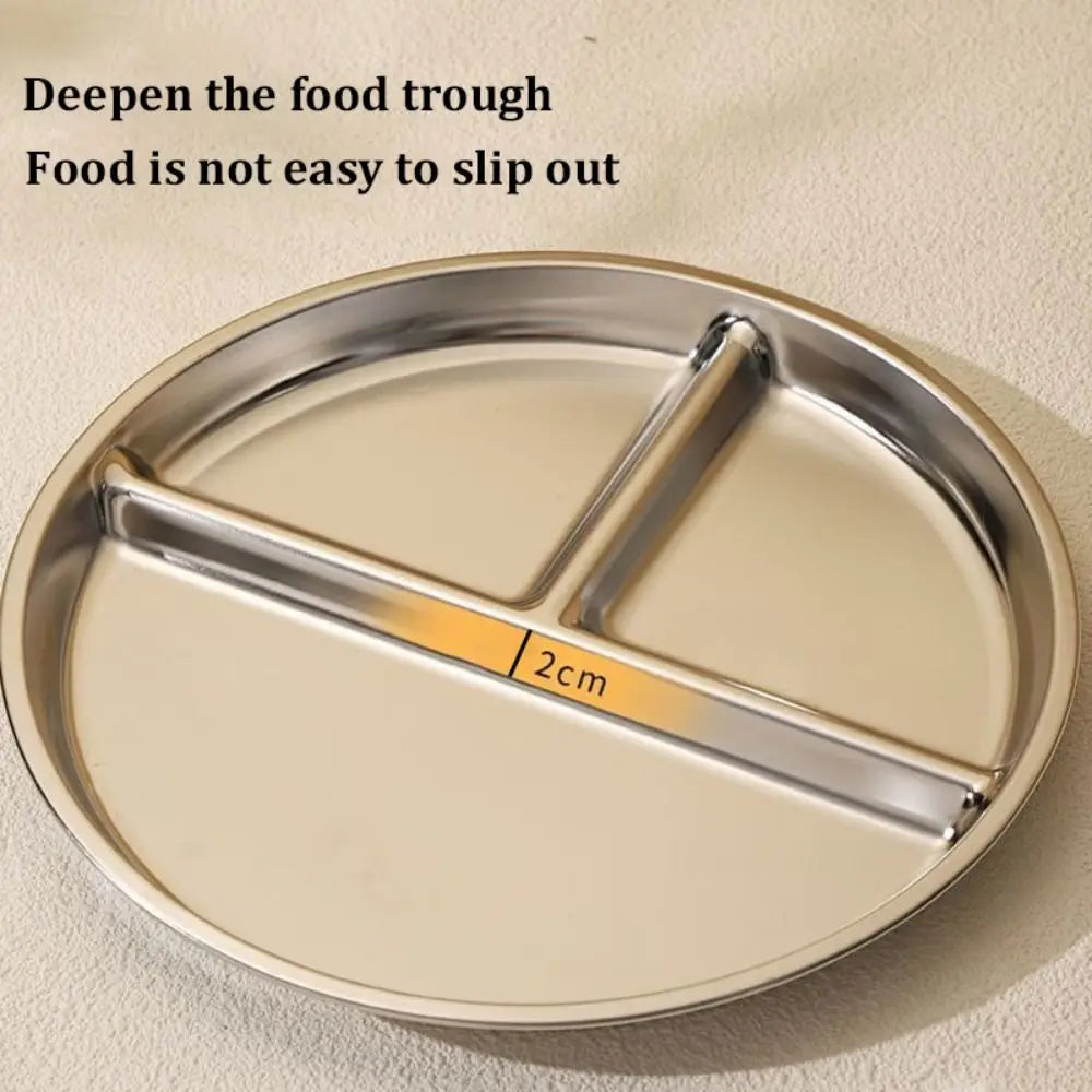 304 Stainless Steel Portion Control Plates Round Divided