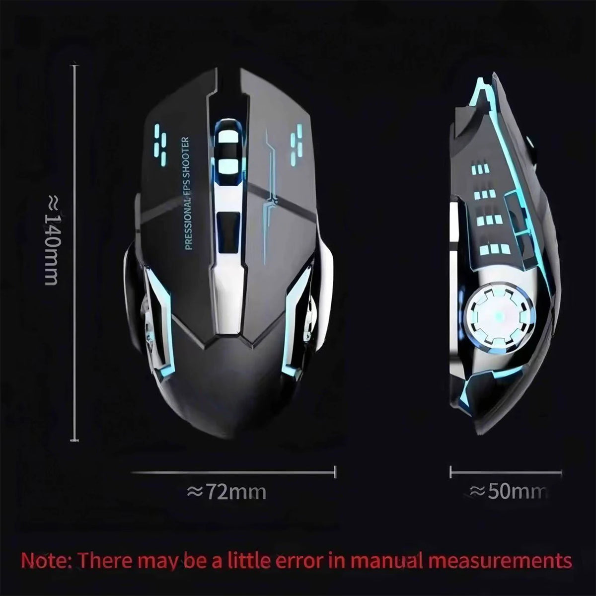 KaiAqua Wireless Gaming Mouse – RGB Backlit Rechargeable Wireless Gaming Mouse Vue
