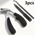 3pcs Wide Opening Nail Clippers with Curved Blades | Wide Opening Sharp Built-in Toenail Clippers with Long Handle Vue Black 3 pieces