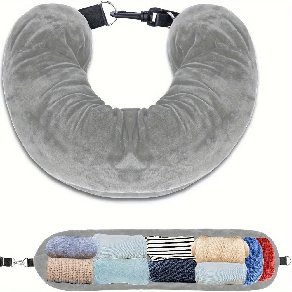 Fillable Design Travel U-Shaped Pillow Foldable Multi-functional U-Shaped Pillowcase Space-Saving Storage Pillow Outdoor Use Vue