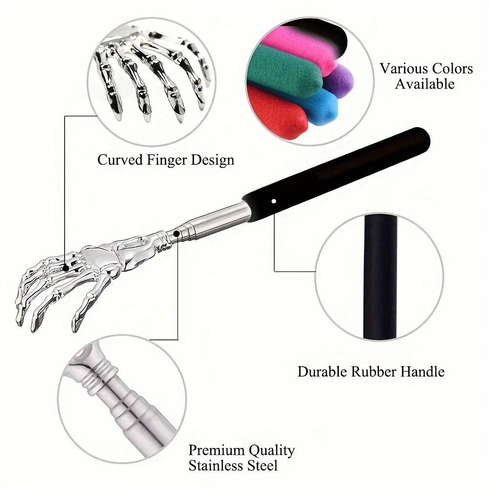 Portable Telescoping Stainless Steel Back Scratcher Rubber Grip Handle Anti-Itch Relief Body Massager Relaxation Xmas Present Vue