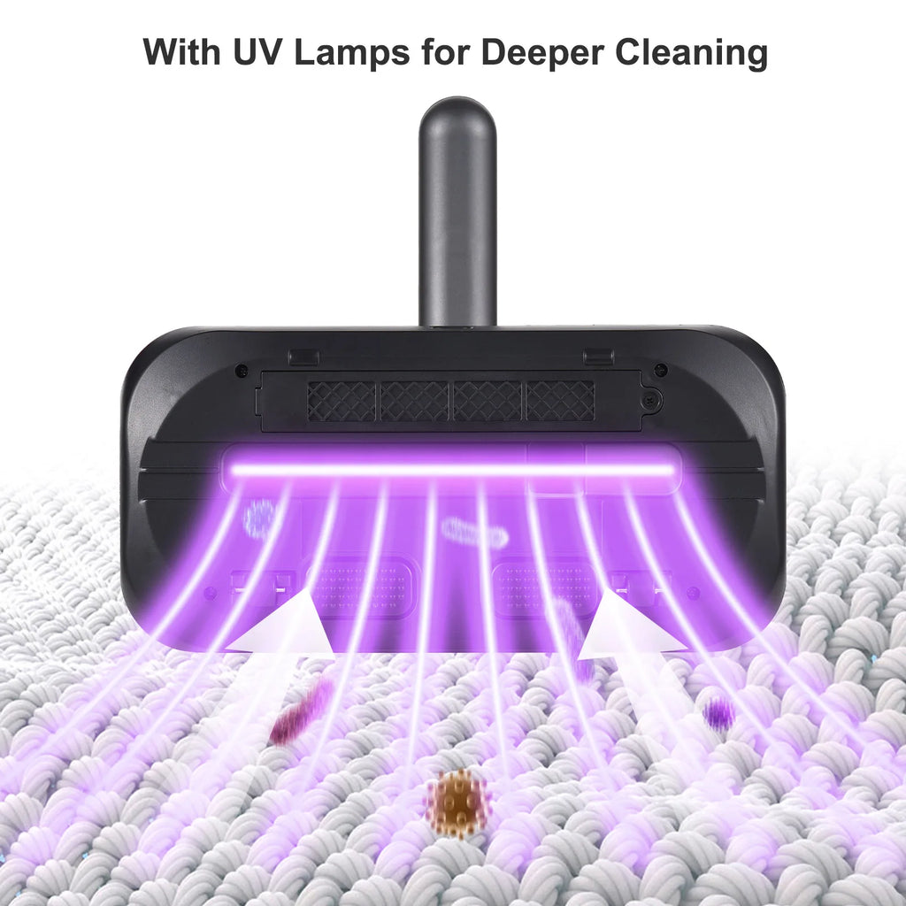 Compact Mattress Vacuum Cleaner 100W Handheld Cordless UV Bed Vacuum Cleaner 8000Pa Strong Suction 2 Speeds Adjustable for Clean Vue