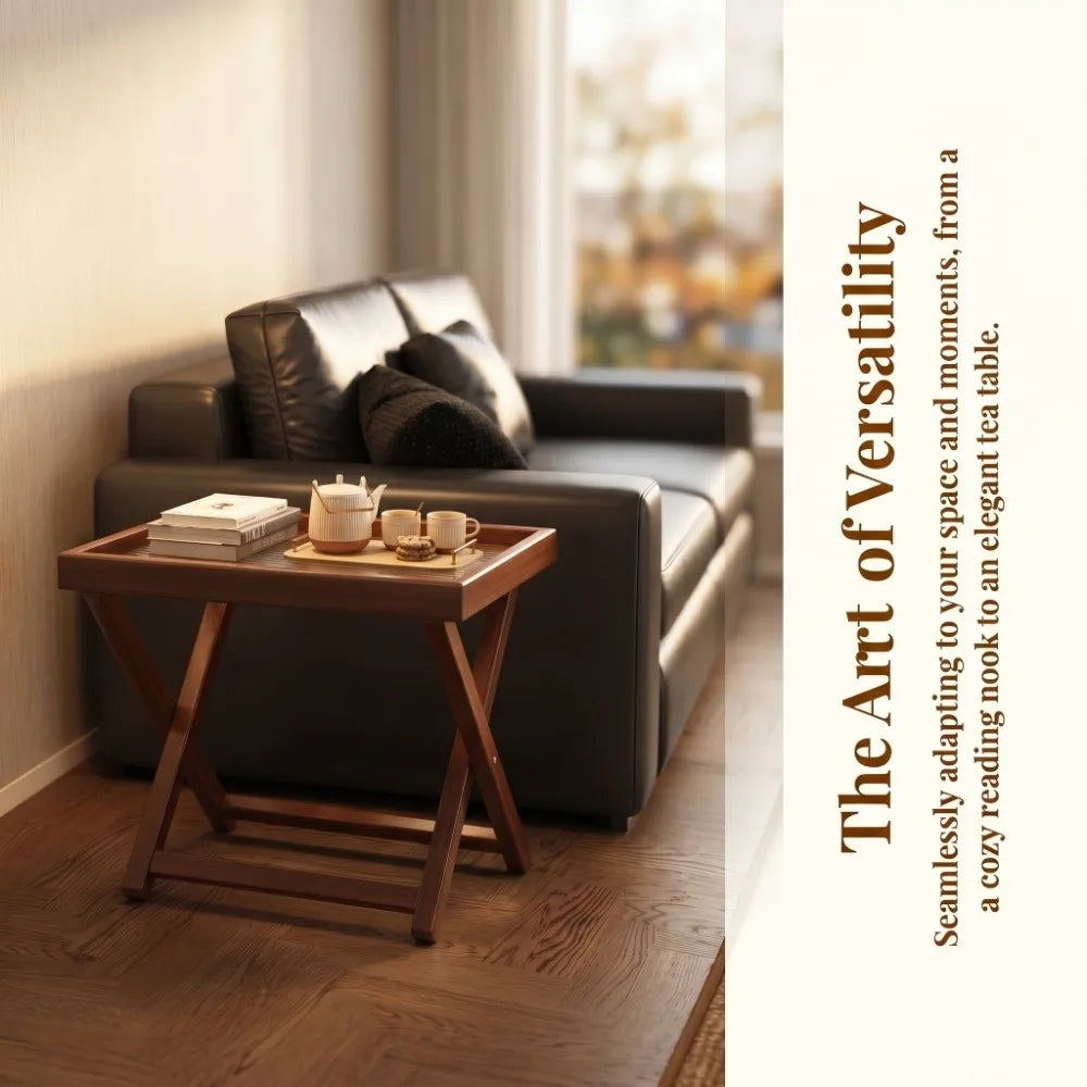 Sturdy Base Wooden Small Table Stable Quick Setup Foldable Coffee Table Portable Space Saving Folding Sofa Table Vue