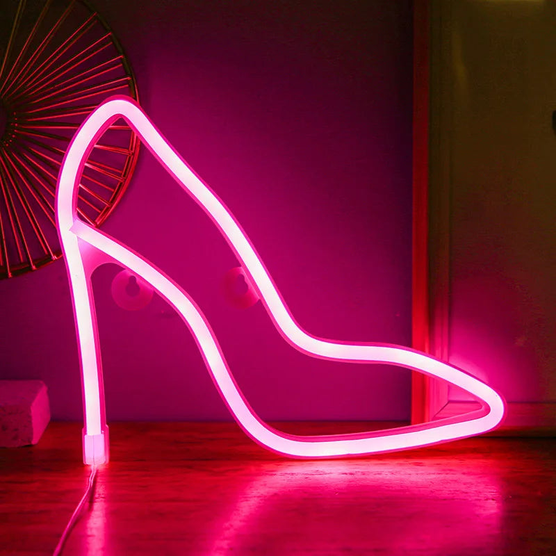 High heels LED Neon Sign USB/Battery Powered LED Light for Bedroom Room Decoration Gift Night Light Decoration Party Holiday Vue