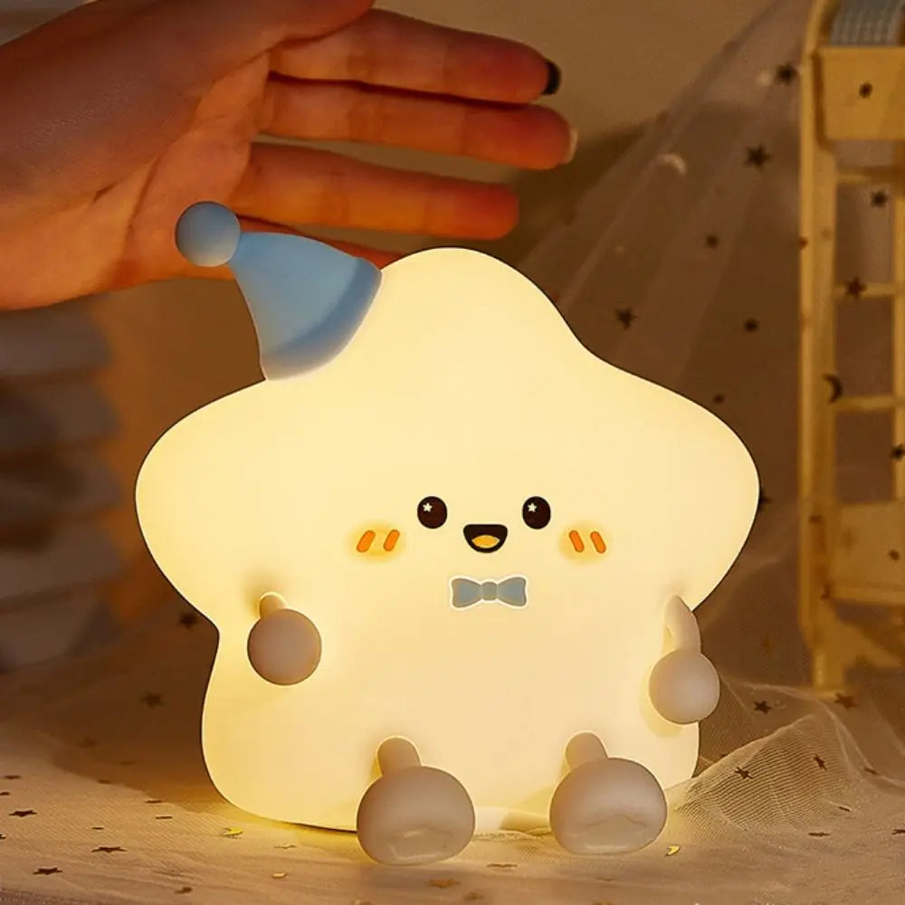 Rechargeable USB LED Star Night Light Colorful Light Soft Silicone Sleeping Lamp Glowing Effect Remote Control Touch Table Lamp Vue