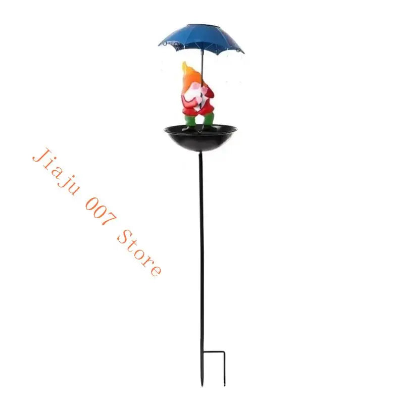 Solar Frog Bird Feeder with LED Light & Garden Ground Spike Solar Garden Ornament Vue B CN