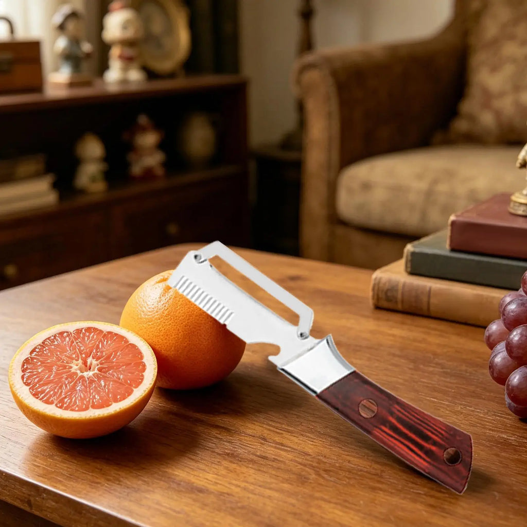 Stainless Steel Vegetable Peeler with Wooden Handle, Kitchen Slicer & Potato Peeler, Multifunctional Tool with Bottle Opener Vue