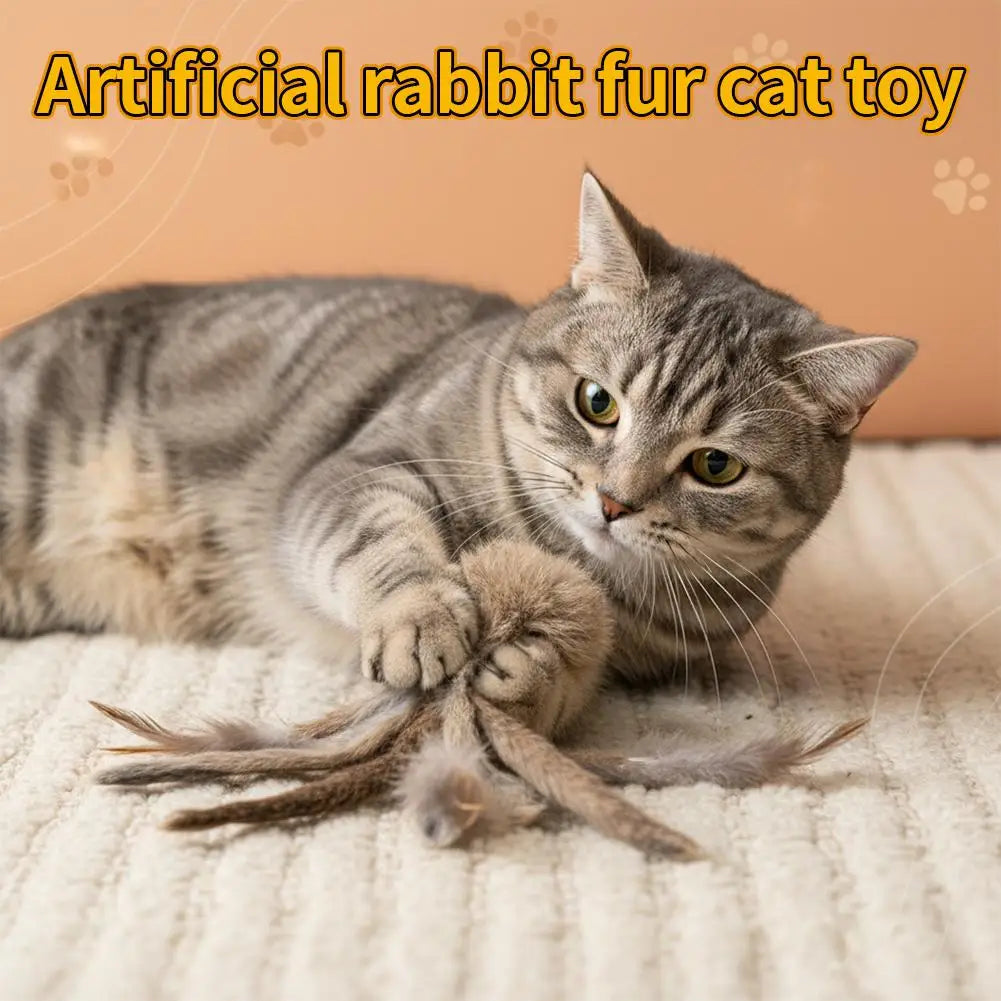Faux Rabbit Fur Interactive Pet Toys for Cats & Dogs Kitten Hunting Toy Soft Plush Fluffy Cat Kicker Toy Vue