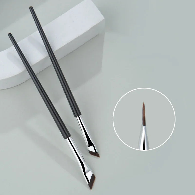 2PCS Pro Angled Eyeliner Brush Set - Microblading & Winged Liner Tools | Surgical Steel Precision Tips for Salon/Beginner Use Vue