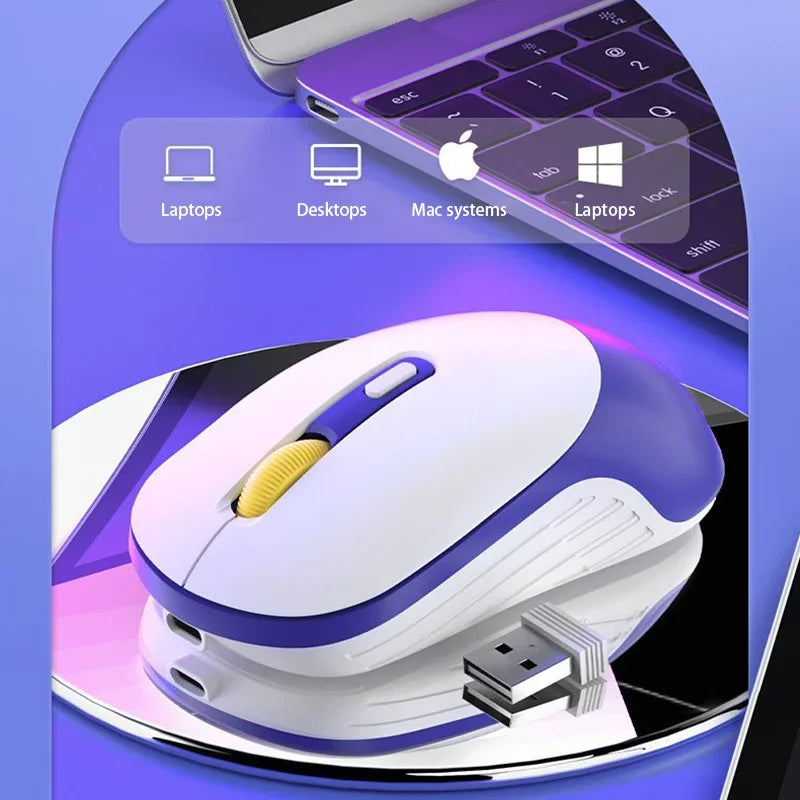 Mouse Silent Charging Office Gaming Universal Mouse Type-c Rechargeable 2.4g Raton Inalambrico Wireless Notebook Mouse Vue