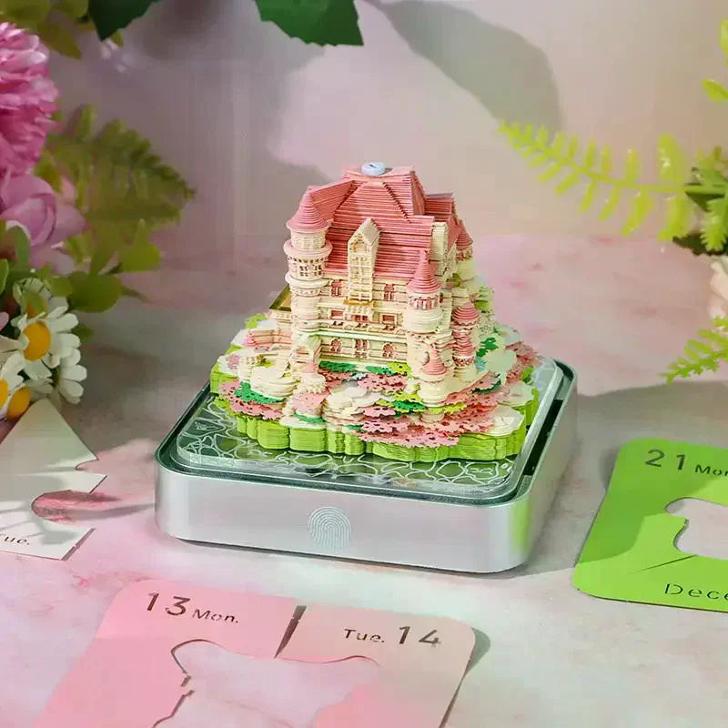 Time Calendar 2027 Desk LED Light 3D Tear-away Paper Carving Art Memo Vue