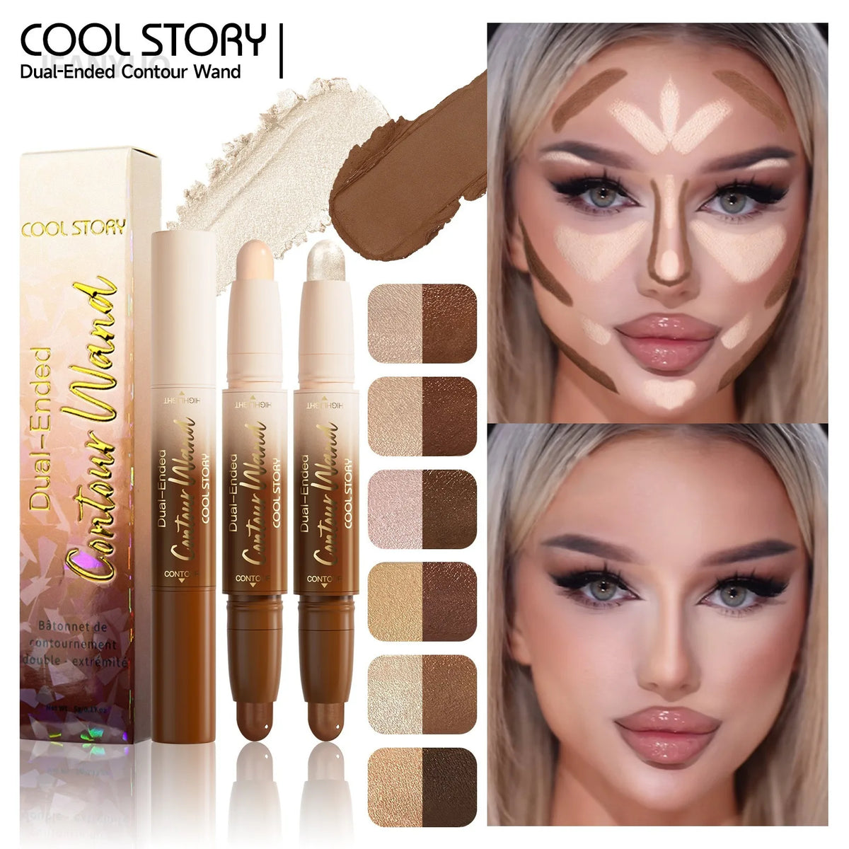 Fair Deep Contour Stick Facial Foundation Concealer Matte Pearlescent Highlighter Nose Shadow V Face Outline Shape Sculpt Wand Vue