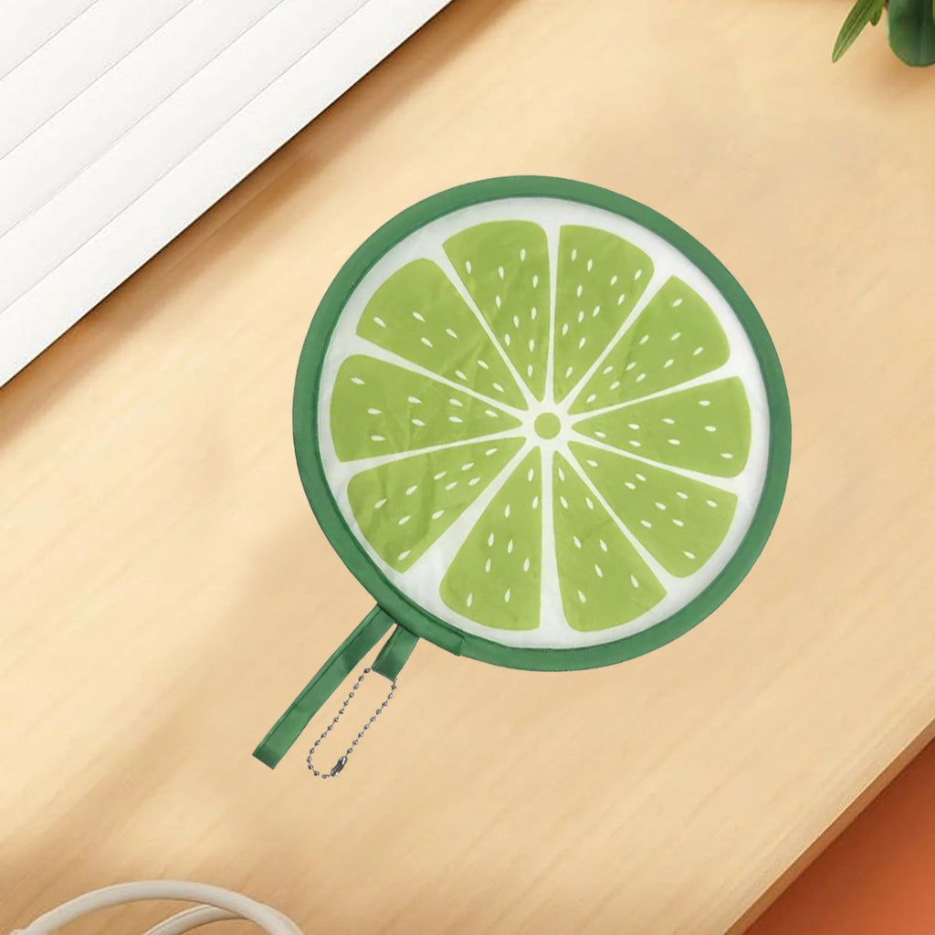 Round Foldable Hand Fan – Fruit & Floral Pattern | Portable Mini Fan Foldable Hand Fan Vue L 1PC
