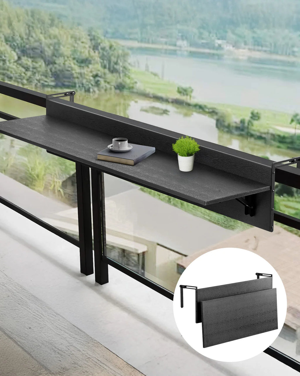 Folding Balcony Railing Table | Outdoor Hanging Bar Table Folding Railing Table Vue