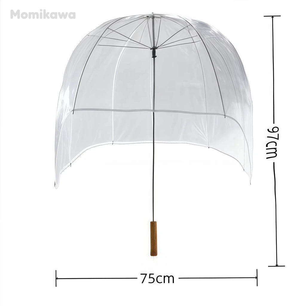 Long-Handled Helmet Umbrella Windproof Waterproof Transparent Fun Cap for Outdoor Weather Vue