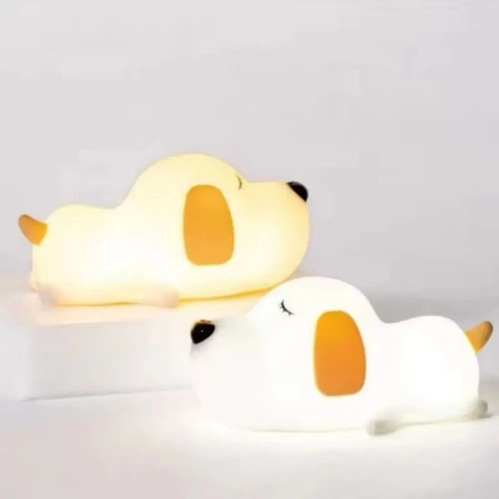 Mood Light Silicone Papa Puppy Night Lamp USB Rechargeable Dimmable Puppy Night Light Soft Cute Animal Lamp Home Vue