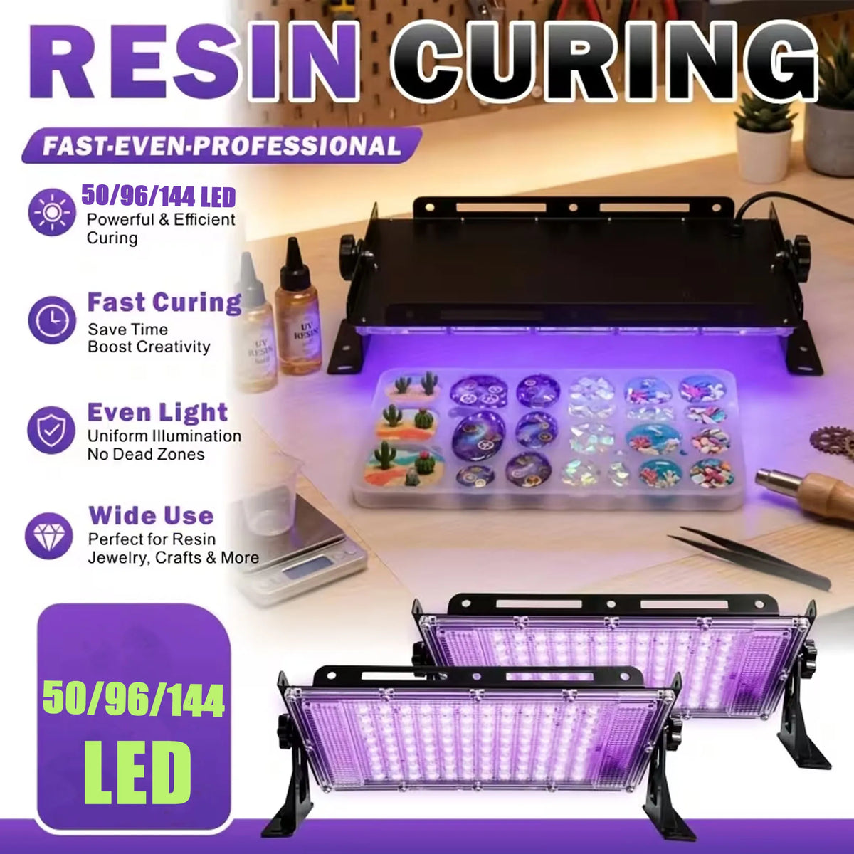 LED UV Resin Curing Lamp High Intensity Fast Curing USB Powered for Epoxy Resin Jewelry Making Mold Craft DIY Vue