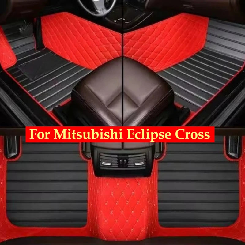Custom Car Floor Mats For Mitsubishi Eclipse Cross 2018-2024 1st & 2nd Row Auto Accessories Foot leather Carpet Rugs Interior Vue