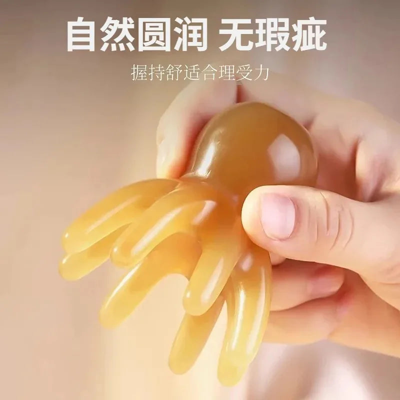 Octopus Massage Comb Resin Head Meridian Scraping Scalp Massage Brush Acupuncture Spa Scraping Massage Comb for Relieving Fatigue Vue