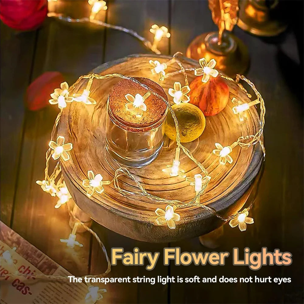2025 USB Rome Decoration Flower LED String Lights Indoor Party Atmosphere Home Battery Flower Fairy Lights Curtains 465 Vue