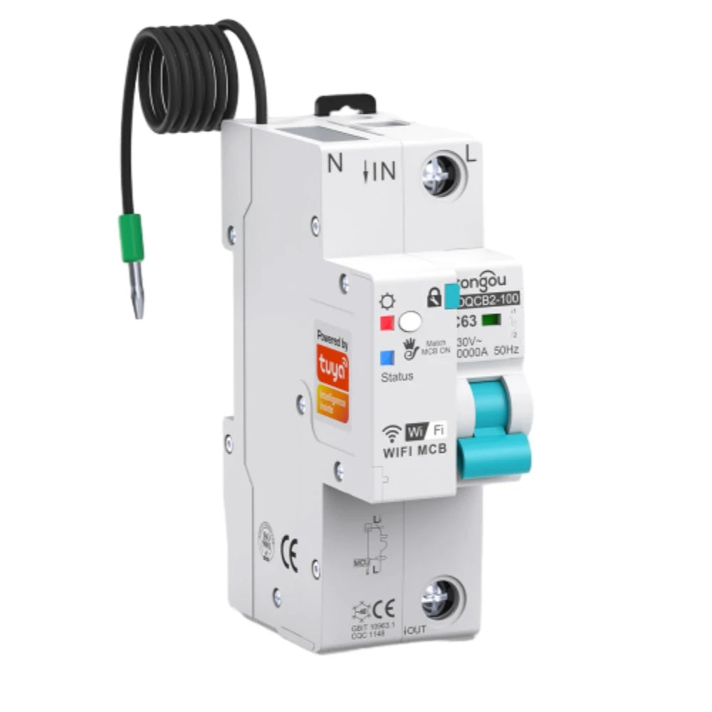 Tuya WiFi Smart Circuit Breaker with Auto Wireless Interruptor Smart Metering Circuit Breaker with Timer Remote Control Switch Vue