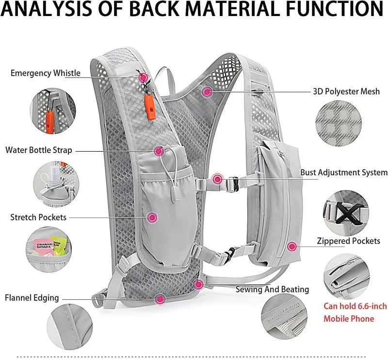 Cycling Running Hiking Backpack Breathable Bike Off-Road Marathon Water Bag Backpack Sports Vest Vue